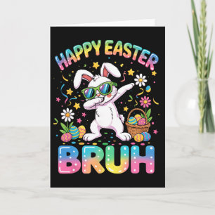 Happy Easter Bruh Bunny Dab Rabbit Dance Boys Kids Card