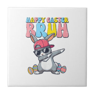 Happy Easter Bruh Bunny Dab Rabbit Dance Boys Kids Ceramic Tile