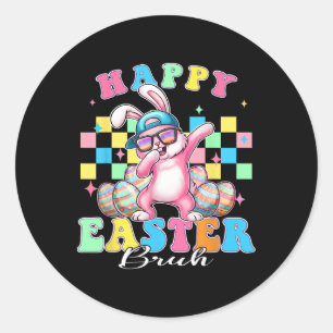 Happy Easter Bruh Bunny Dab Rabbit Dance Boys Kids Classic Round Sticker