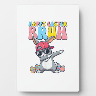 Happy Easter Bruh Bunny Dab Rabbit Dance Boys Kids Plaque