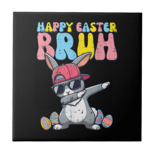 Happy Easter Bruh Bunny Dab Rabbit Dance Ceramic Tile
