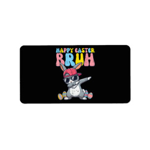 Happy Easter Bruh Bunny Dab Rabbit Dance Label