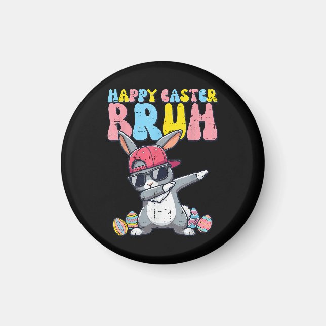 Happy Easter Bruh Bunny Dab Rabbit Dance Magnet (Front)