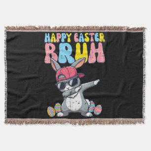 Happy Easter Bruh Bunny Dab Rabbit Dance Throw Blanket