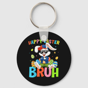 Happy Easter Bruh Bunny for Kids Boys Girls Women Key Ring