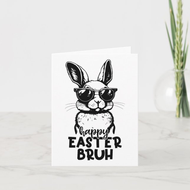 Happy Easter Bruh Funny Bunny Rabbit Easter Kids B Card (Front)