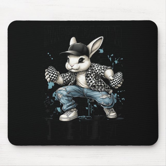 Happy Easter Bruh Funny Bunny Rabbit Easter Kids B Mouse Pad (Front)