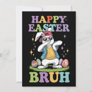 Happy Easter Bruh Funny Dabbing Bunny Rabbit Bro Invitation