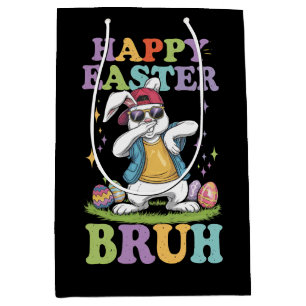 Happy Easter Bruh Funny Dabbing Bunny Rabbit Bro Medium Gift Bag