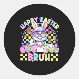 Happy Easter Bruh Funny Six Seven Meme Bunny Boy G Classic Round Sticker