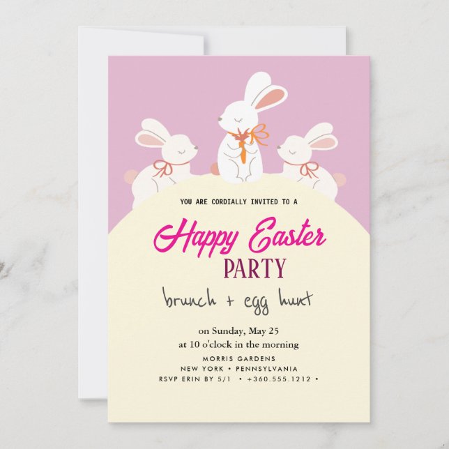 Happy Easter Brunch and Egg Hunt Invitation (Front)