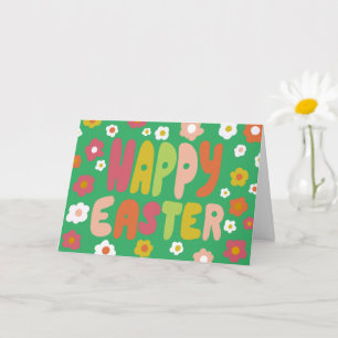HAPPY EASTER Bubble Letters Colourful Spring CUSTO Card