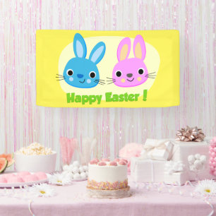 "HAPPY EASTER" BUNNIES BANNER