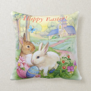 Happy Easter Bunnies Cushion