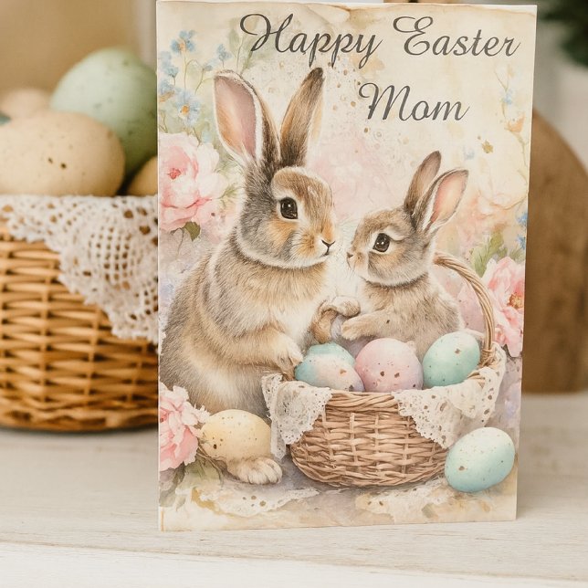 Happy Easter Bunnies For Mum Holiday  Card (Creator Uploaded)