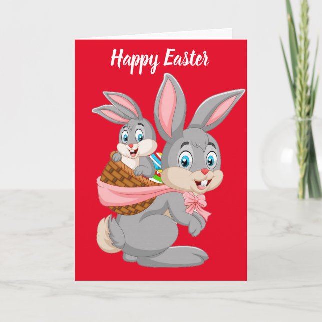 Happy Easter Bunnies Holiday Card (Front)