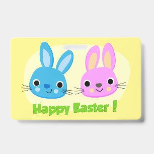 "HAPPY EASTER" BUNNIES ID BADGE