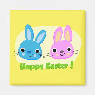 "HAPPY EASTER" BUNNIES MAGNET