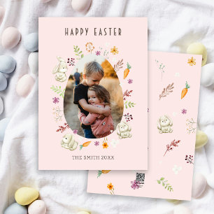 Happy Easter Bunnies Photo Holiday Card