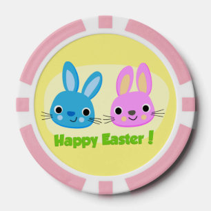 "HAPPY EASTER" BUNNIES  POKER CHIPS