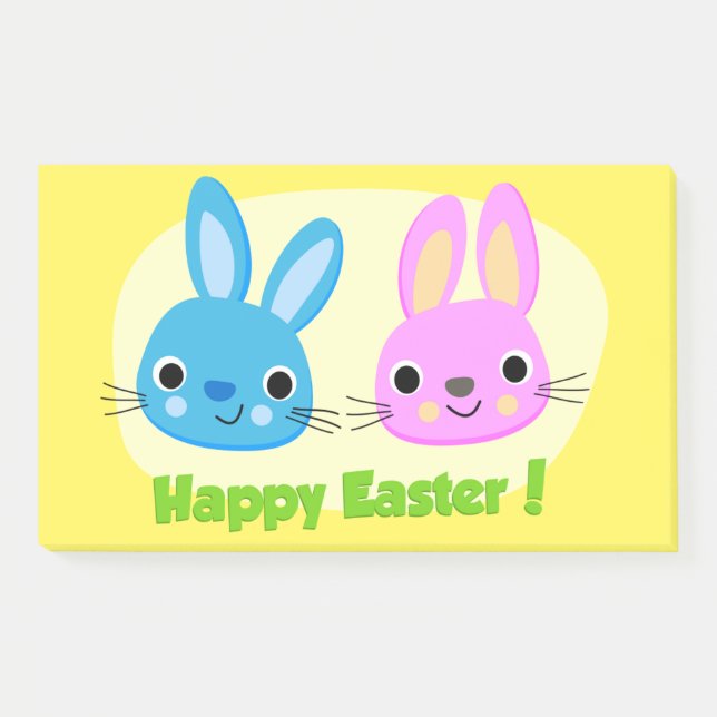 "HAPPY EASTER" BUNNIES  POST-IT NOTES (Front)