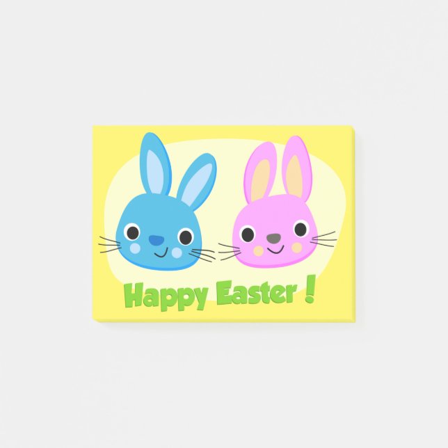 "HAPPY EASTER" BUNNIES  POST-IT NOTES (Front)