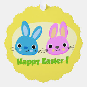 "HAPPY EASTER" BUNNIES TREE DECORATION CARD