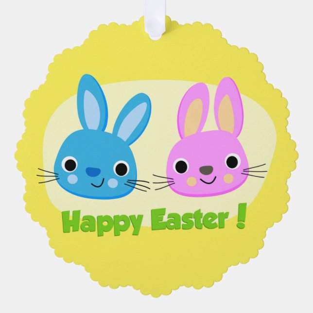 "HAPPY EASTER" BUNNIES  TREE DECORATION CARD (Front)