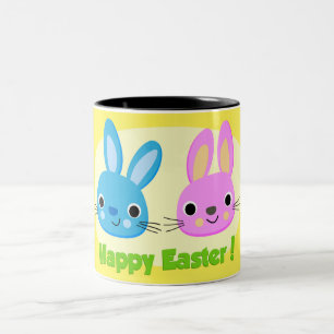"HAPPY EASTER" BUNNIES Two-Tone COFFEE MUG