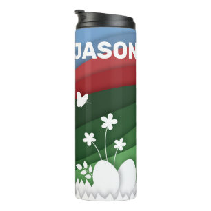 Happy easter bunnny and eggs in nature thermal tumbler