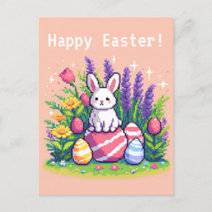 Happy Easter bunny 8 bit pixel art Postcard