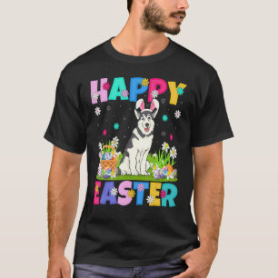 Happy Easter Bunny Alaskan Malamute Dog Easter Sun T-Shirt