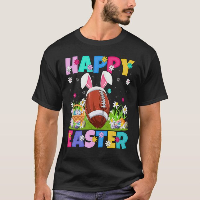 Happy Easter Bunny American Football Easter Sunday T-Shirt (Front)