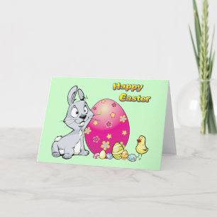 Happy Easter Bunny and Baby Chick Holiday Card
