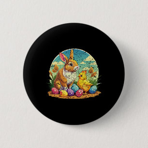 Happy Easter Bunny And Chick – Cute Pastel Egg Hun 6 Cm Round Badge