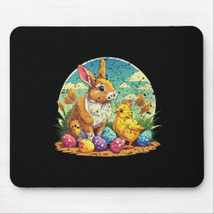 Happy Easter Bunny And Chick – Cute Pastel Egg Hun Mouse Pad