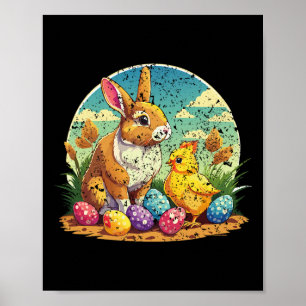 Happy Easter Bunny And Chick – Cute Pastel Egg Hun Poster