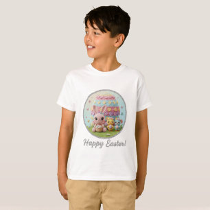 Happy Easter Bunny and Chicks with Pastel Egg  T-Shirt