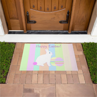 Happy Easter Bunny and Eggs Doormat
