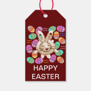 Happy Easter Bunny and eggs Gift Tags