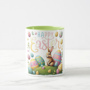 Happy Easter Bunny and Eggs Mug