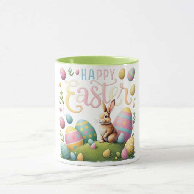 Happy Easter Bunny and Eggs  Mug (Center)