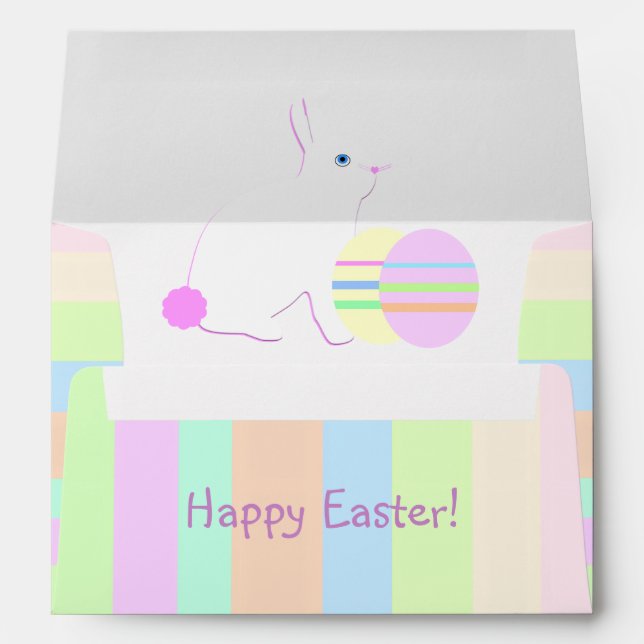 Happy Easter Bunny and Eggs on Stripes  Envelope (Back (Bottom))