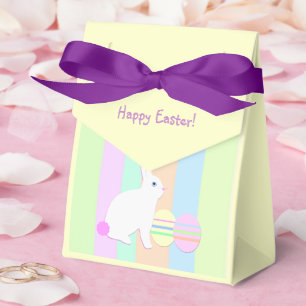 Happy Easter Bunny and Eggs on Stripes Favour Box