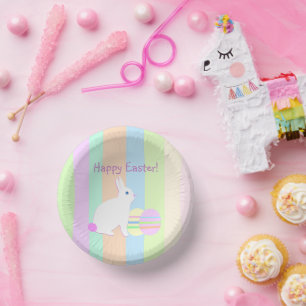 Happy Easter Bunny and Eggs Paper Plate