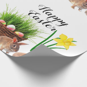 Happy Easter Bunny and Holiday Basket Wrapping Paper