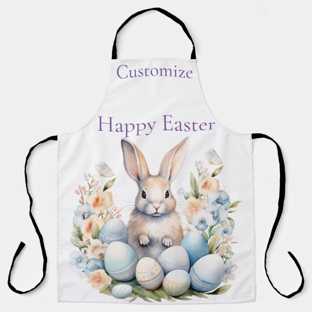 Happy Easter Bunny Basket Thunder_Cove Apron (Front)