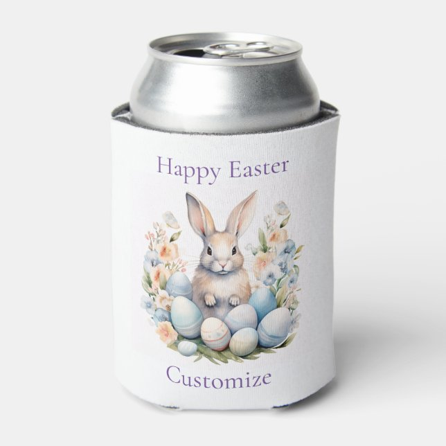 Happy Easter Bunny Basket Thunder_Cove Can Cooler (Can Front)