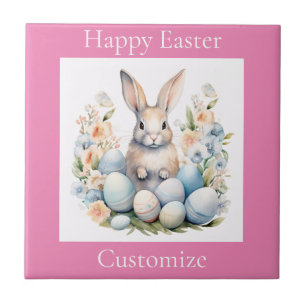 Happy Easter Bunny Basket Thunder_Cove Ceramic Tile