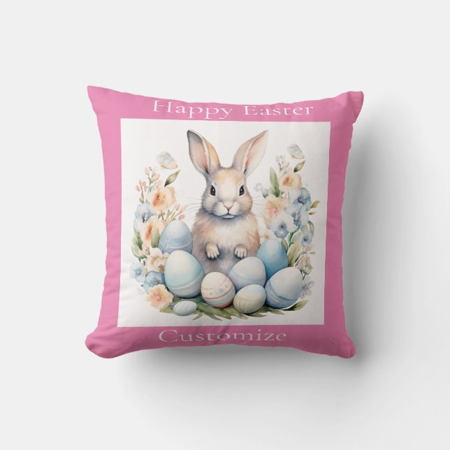 Happy Easter Bunny Basket Thunder_Cove Cushion (Front)